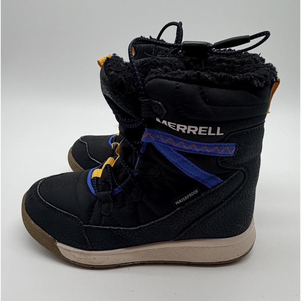 Merrell Snow Boots Youth Sz 11 Black Snow Crush 3.0 MK266123 Waterproof Fur‎